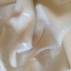 Tissu lin à rayures bayadères blanc