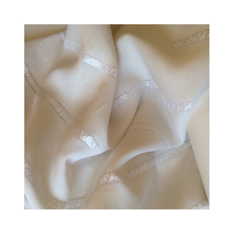 Tissu lin à rayures bayadères blanc