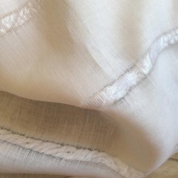 Tissu lin à rayures bayadères blanc