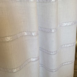 Tissu lin à rayures bayadères blanc