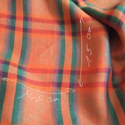Tissus écossais orange vert en lin
