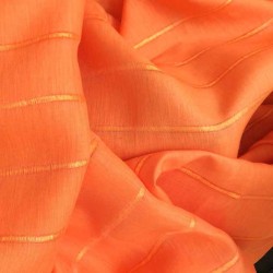 Tissu lin à rayures bayadères orange