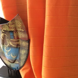 Tissu lin à rayures bayadères orange