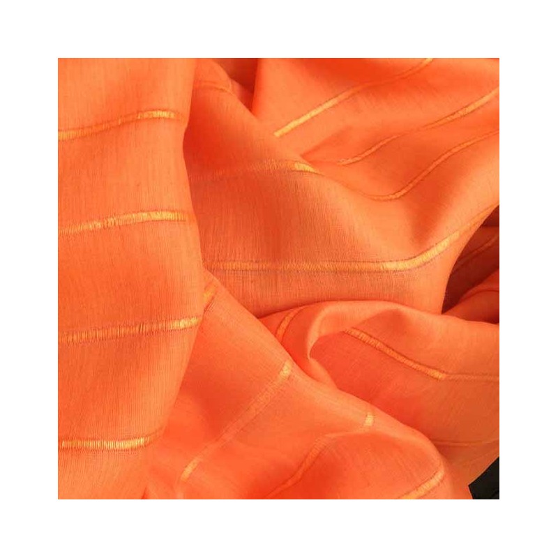 Tissu lin à rayures bayadères orange