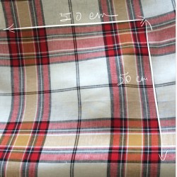 Tissu lin écossais rouge et blanc