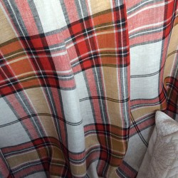 Tissu lin écossais rouge et blanc
