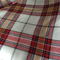 Tissu lin écossais rouge et blanc