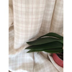 Tissu carreau écru en lin