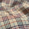 Tissu carreau en lin Bordeaux beige