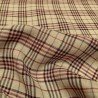 Tissu carreau en lin Bordeaux beige