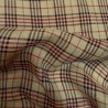 Tissu carreau en lin Bordeaux beige