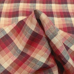 Tissu carreau en lin rouge