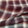 Tissu carreau en lin Bordeaux rouge