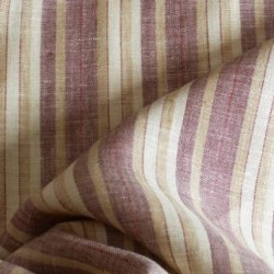 Tissu en lin rayures bordeaux et beiges