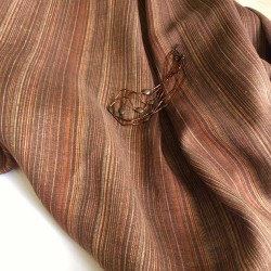 Tissu rayé en lin marron et orange