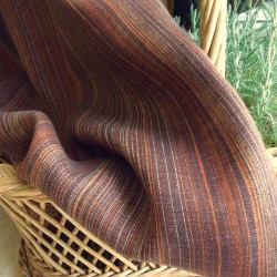 Tissu rayé en lin marron et orange