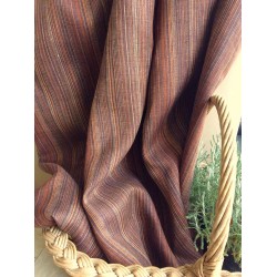 Tissu rayé en lin marron et orange