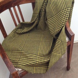 Tissu Prince de Galles géant noir jaune en laine