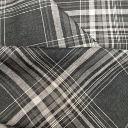 Tissu à carreaux couleur noie et blanc en lin
