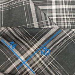 Tissu à carreaux couleur noie et blanc en lin