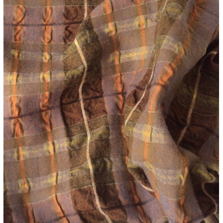Echantillon : Tissu ecossais marron cuivré