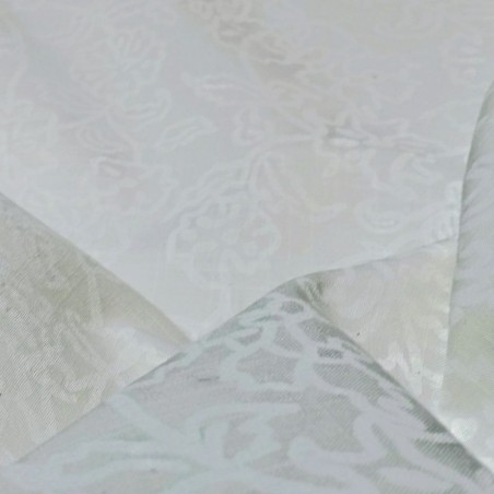 Echantillon : Coton Blanc sur Blanc Motif Floral - Effet brodé & Transparence