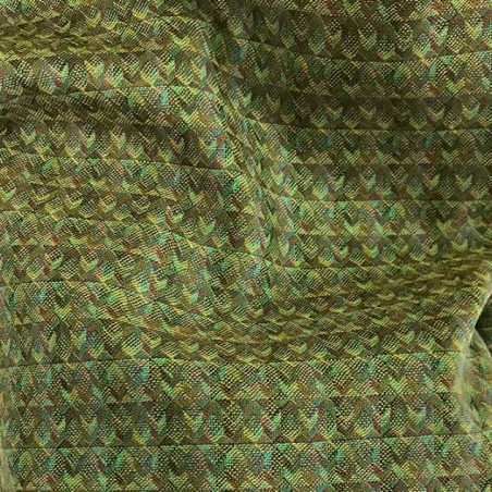 Tissu en Laine Kaki - Motif Géométrique Style Vasarely