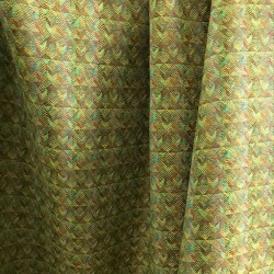 Echantillon : Tissu en Laine Kaki - Motif Géométrique Style Vasarely