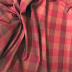 Echantillon : Tissu Laine Flanelle à Carreaux Bordeaux & Marron - Fabrication Française