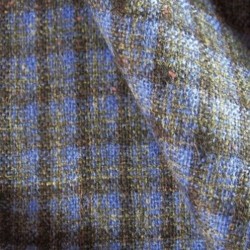 Echantillon : Tissu Laine Tweed à Carreaux Bleu & Gris