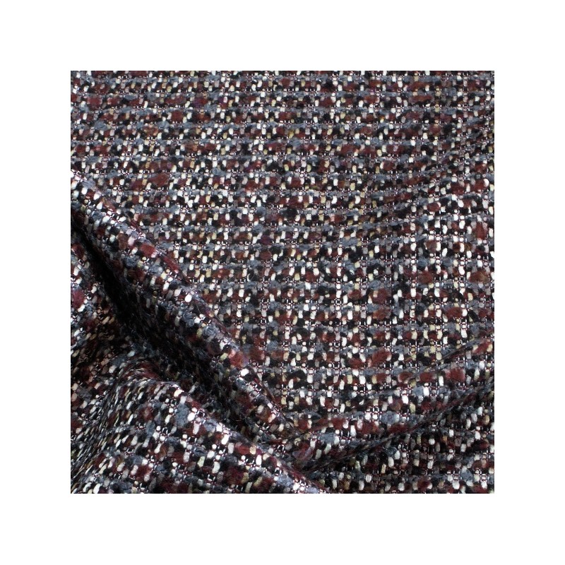 Tissu tweed bouclé bordeaux