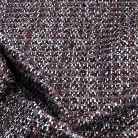 Tissu tweed bouclé bordeaux