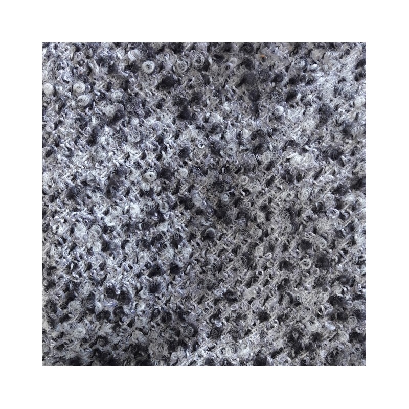 Tissu Tweed de Laine Gris & Noir