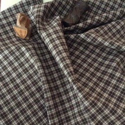 Tissu Carreaux Vintage Écru & Marron - Polyester, Laine & Lycra