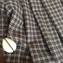 Tissu Carreaux Vintage Écru & Marron - Polyester, Laine & Lycra