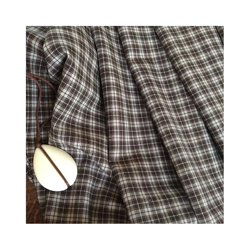 Tissu Carreaux Vintage Écru & Marron - Polyester, Laine & Lycra