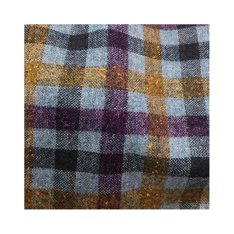 Tissu Lainage à Carreaux Multicolores - Bleu, Violet, Camel