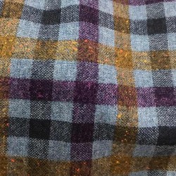 Tissu Lainage à Carreaux Multicolores - Bleu, Violet, Camel