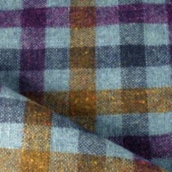 Tissu Lainage à Carreaux Multicolores - Bleu, Violet, Camel