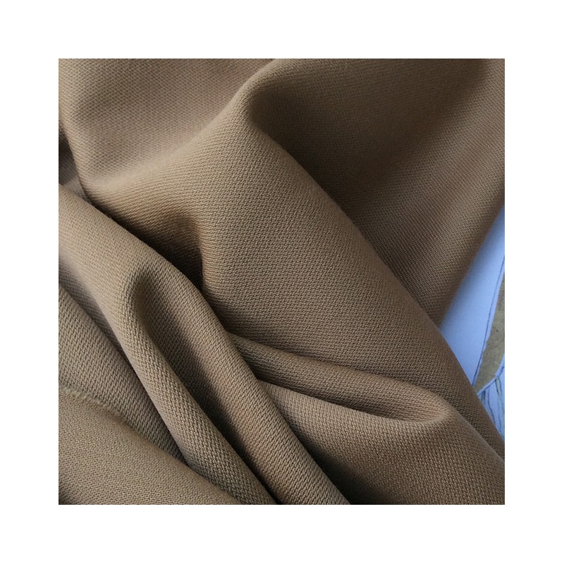Tissu satin de laine 100% peignée coloris camel brillant pour tailleur et rideaux