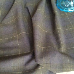 Tissu carreaux gris et kaki rayure vert anis en laine et polyester pour costume et rideaux