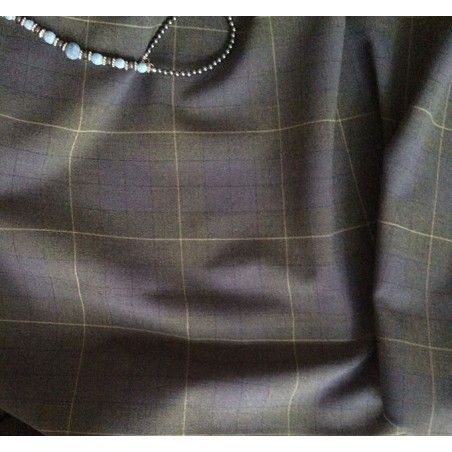 Tissu carreaux gris et kaki rayure vert anis en laine et polyester pour costume et rideaux