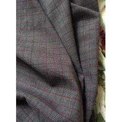 Tissu Prince de Galles gris foncé extensible en laine et polyester pour tailleur et rideaux anglais
