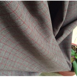 Tissu Prince de Galles gris foncé extensible en laine et polyester pour tailleur et rideaux anglais