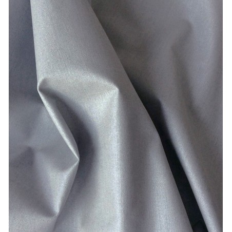 Tissu polyester viscose gris enduit argenté brillant et robuste pour trench et nappe de fête