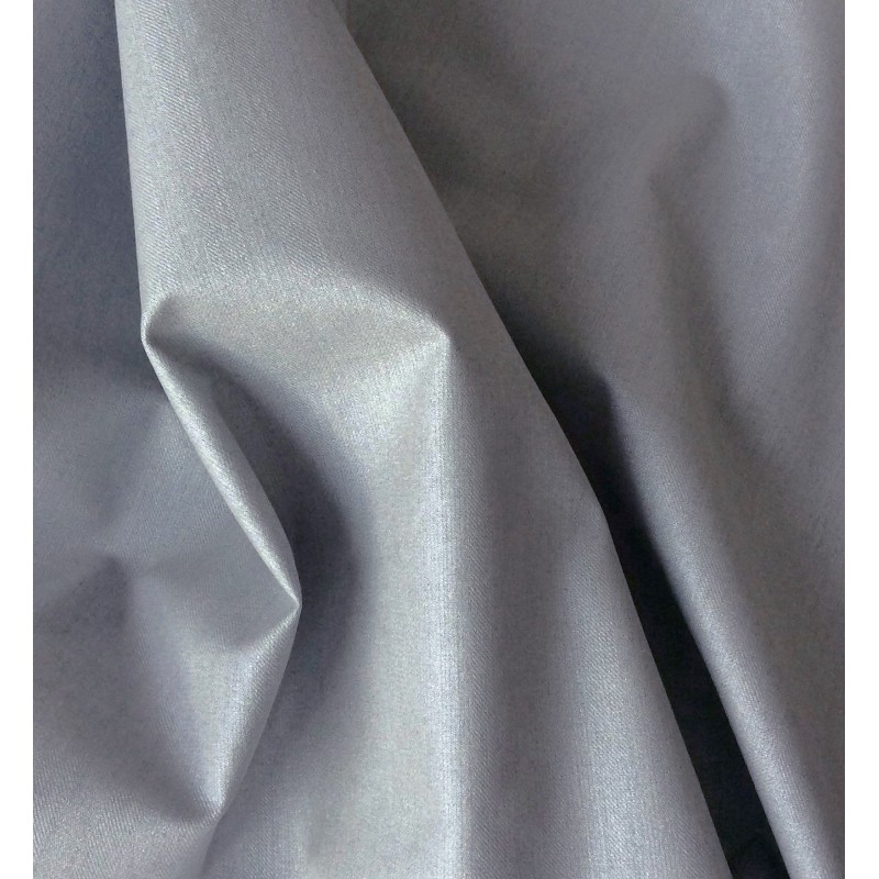 Tissu polyester viscose gris enduit argenté brillant et robuste pour trench et nappe de fête