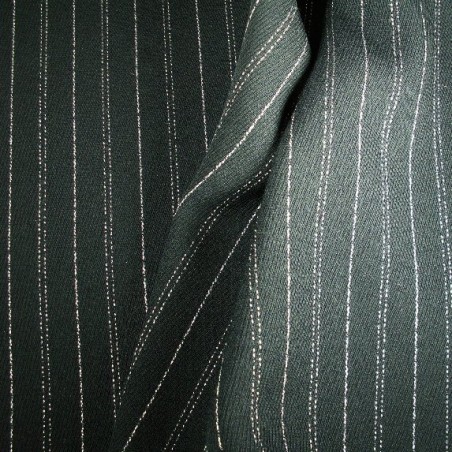 Tissu crêpe de laine marine fines rayures fluide et robuste pour tailleur et rideaux