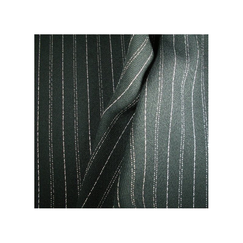 Tissu crêpe de laine marine fines rayures fluide et robuste pour tailleur et rideaux