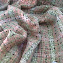 tissu carreau vert rose blanc