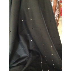 Tissu flanelle 100% laine peignée noir dévoré ajouré à carreaux pour robe et rideaux